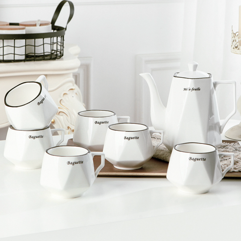 Contemporary Tea Set White - Tea cup set, tea set, teapot set | Tea set for Dining Table & Home Decor