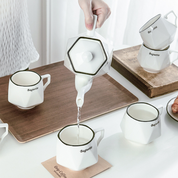 Contemporary Tea Set White - Tea cup set, tea set, teapot set | Tea set for Dining Table & Home Decor