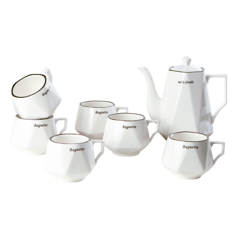Contemporary Tea Set White - Tea cup set, tea set, teapot set | Tea set for Dining Table & Home Decor