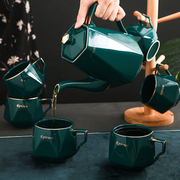 Contemporary Tea Set Green - Tea cup set, tea set, teapot set | Tea set for Dining Table & Home Decor