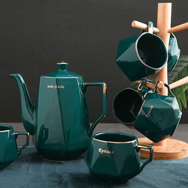 Contemporary Tea Set Green - Tea cup set, tea set, teapot set | Tea set for Dining Table & Home Decor