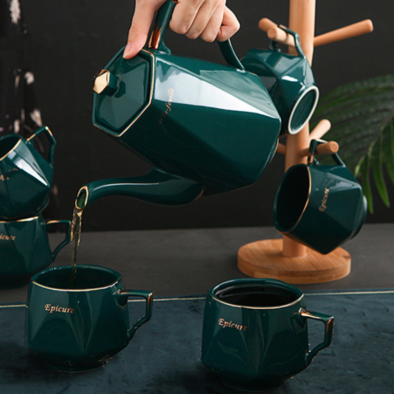 Contemporary Tea Set Green - Tea cup set, tea set, teapot set | Tea set for Dining Table & Home Decor