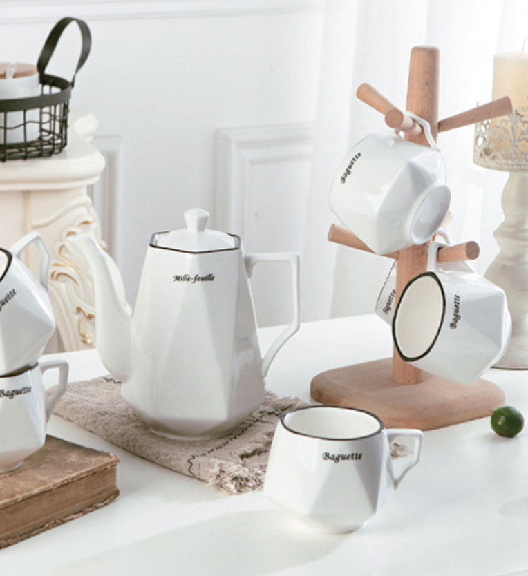 Contemporary Tea Set White - Tea cup set, tea set, teapot set | Tea set for Dining Table & Home Decor