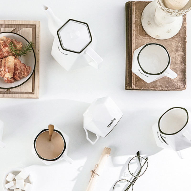 Contemporary Tea Set White - Tea cup set, tea set, teapot set | Tea set for Dining Table & Home Decor