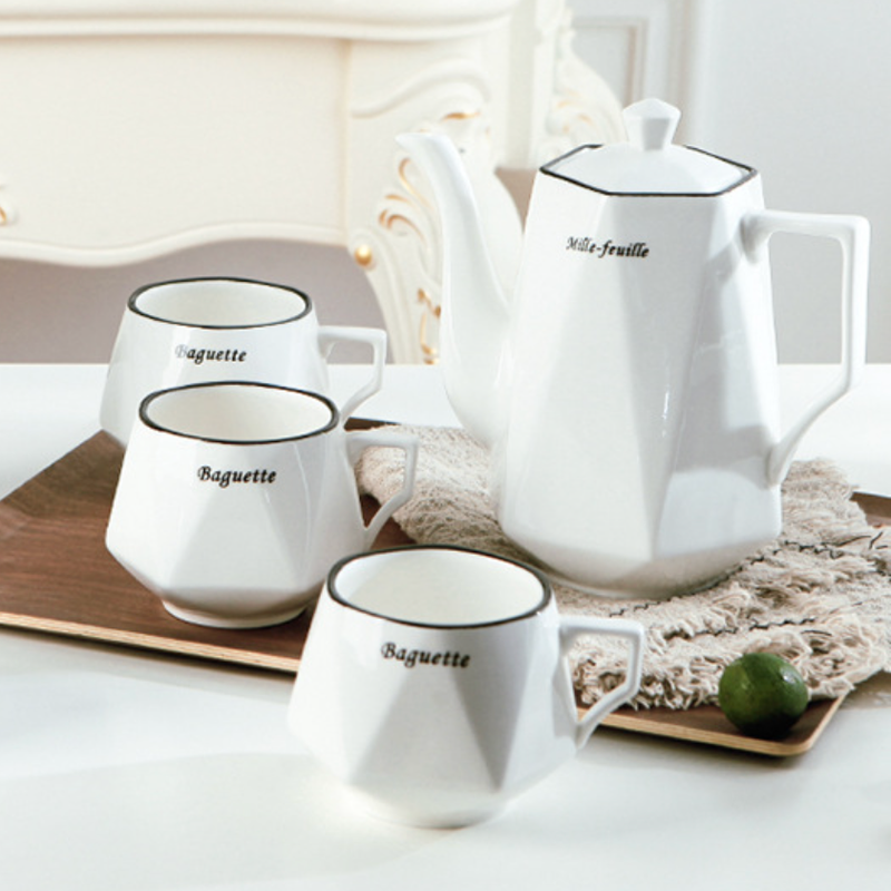 Contemporary Tea Set White - Tea cup set, tea set, teapot set | Tea set for Dining Table & Home Decor
