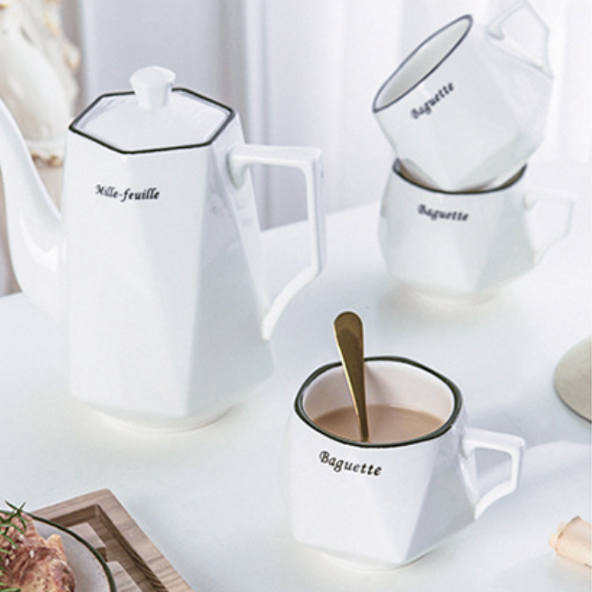 Contemporary Tea Set White - Tea cup set, tea set, teapot set | Tea set for Dining Table & Home Decor