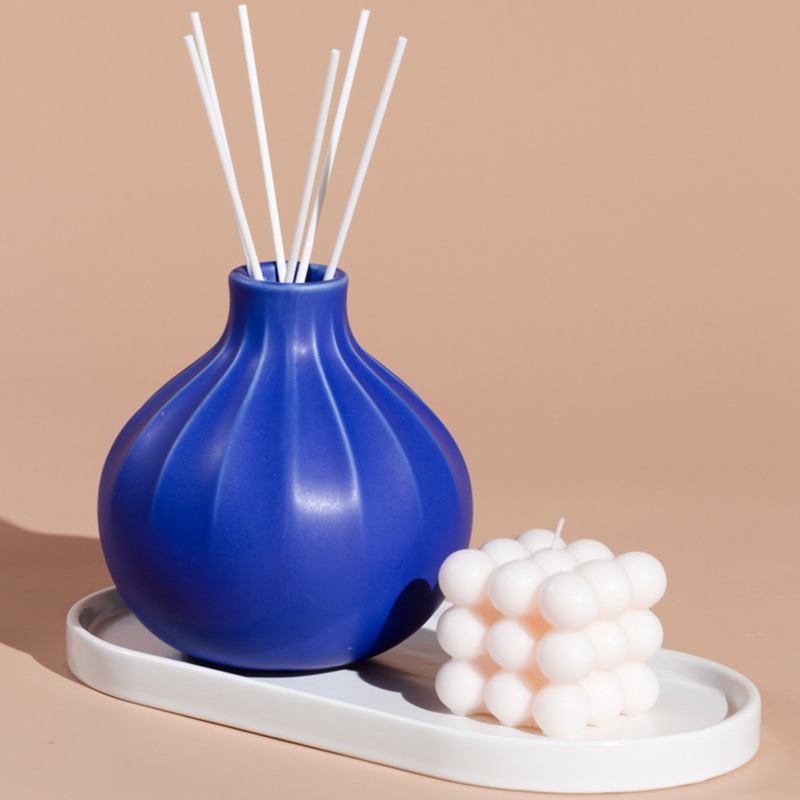 Ribbed Contemporary Vase - Flower vase for home decor, office and gifting | Home decoration items