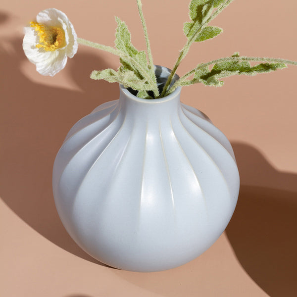 Modern Ribbed Vase - Flower vase for home decor, office and gifting | Home decoration items