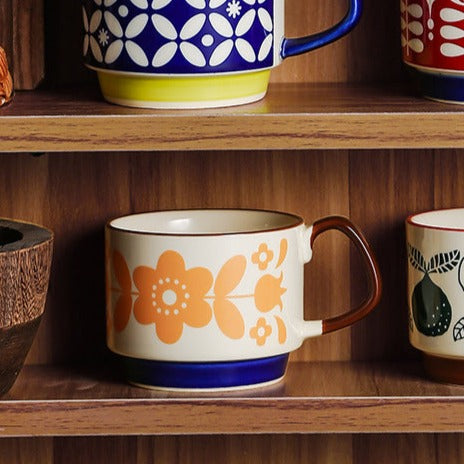 Orange Print Cup- Mug for coffee, tea mug, cappuccino mug | Cups and Mugs for Coffee Table & Home Decor