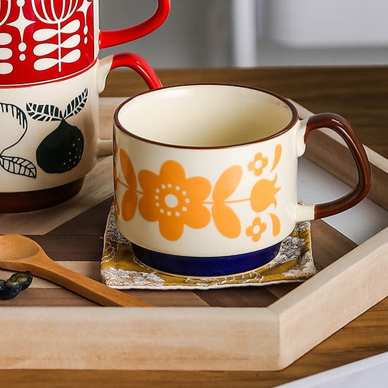 Orange Print Cup- Mug for coffee, tea mug, cappuccino mug | Cups and Mugs for Coffee Table & Home Decor