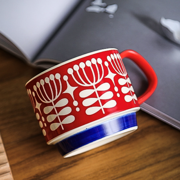 Red And White Cup- Mug for coffee, tea mug, cappuccino mug | Cups and Mugs for Coffee Table & Home Decor