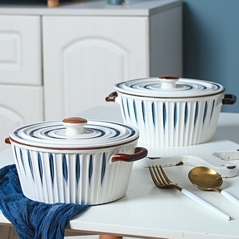 Nitori Cooking Pot - Serving bowl with lid, ceramic bowls with lids, noodle bowl, oven bowl, cooking bowls, bowl with handle | Bowls for dining table & home decor