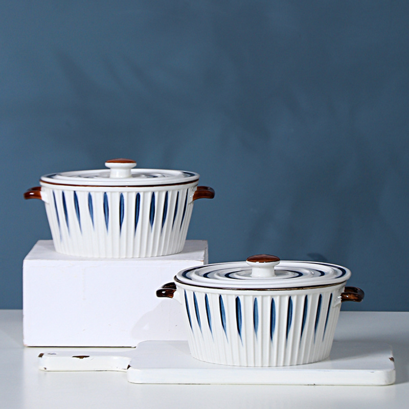 Nitori Cooking Pot - Serving bowl with lid, ceramic bowls with lids, noodle bowl, oven bowl, cooking bowls, bowl with handle | Bowls for dining table & home decor