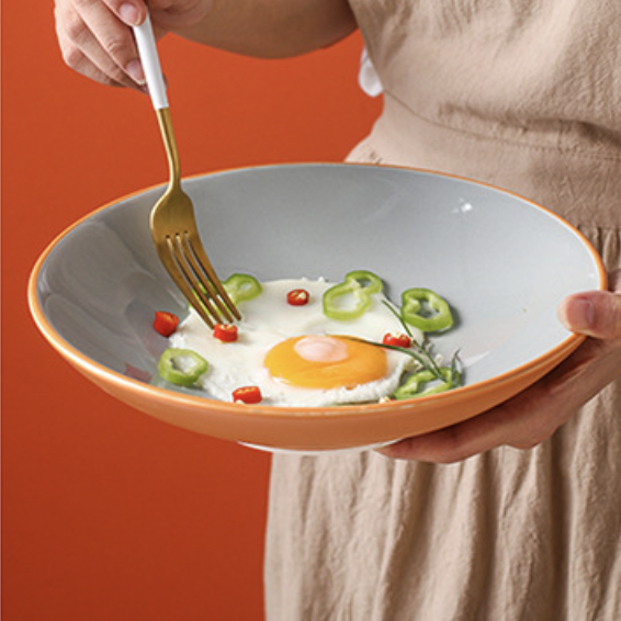 Zoella Pasta Plate Grey - Serving plate, pasta plate, lunch plate, deep plate | Plates for dining table & home decor
