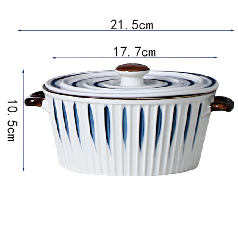 Nitori Cooking Pot - Serving bowl with lid, ceramic bowls with lids, noodle bowl, oven bowl, cooking bowls, bowl with handle | Bowls for dining table & home decor