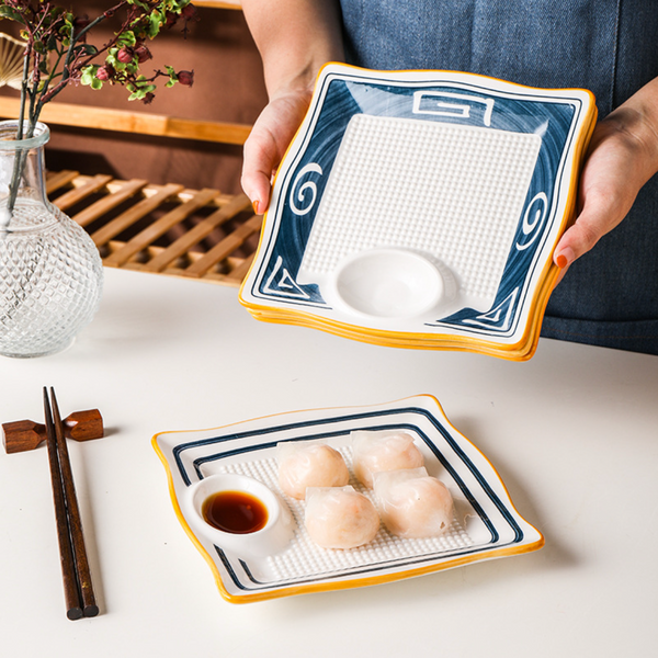 Nitori Dumpling Plate - Serving plate, snack plate, momo plate, plate with compartment | Plates for dining table & home decor