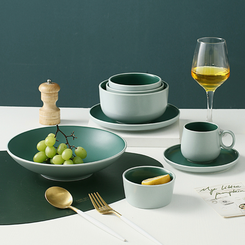 Zoella Noodle Plate Green - Serving plate, pasta plate, lunch plate, deep plate | Plates for dining table & home decor