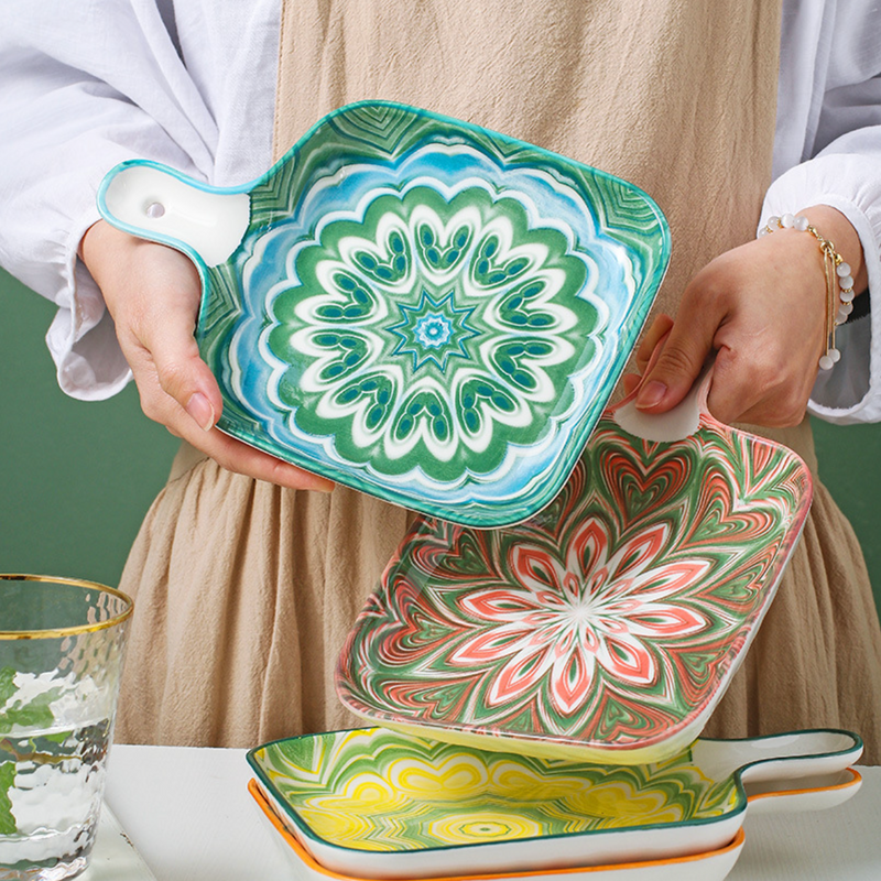 Mandala Baking Plate - Ceramic platter, serving platter, fruit platter | Plates for dining table & home decor