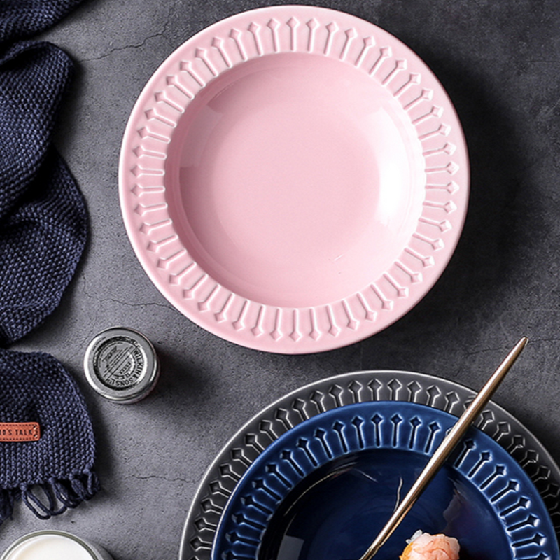 Royal Pasta Plate Pink 9 Inch - Serving plate, pasta plate, lunch plate, deep plate | Plates for dining table & home decor