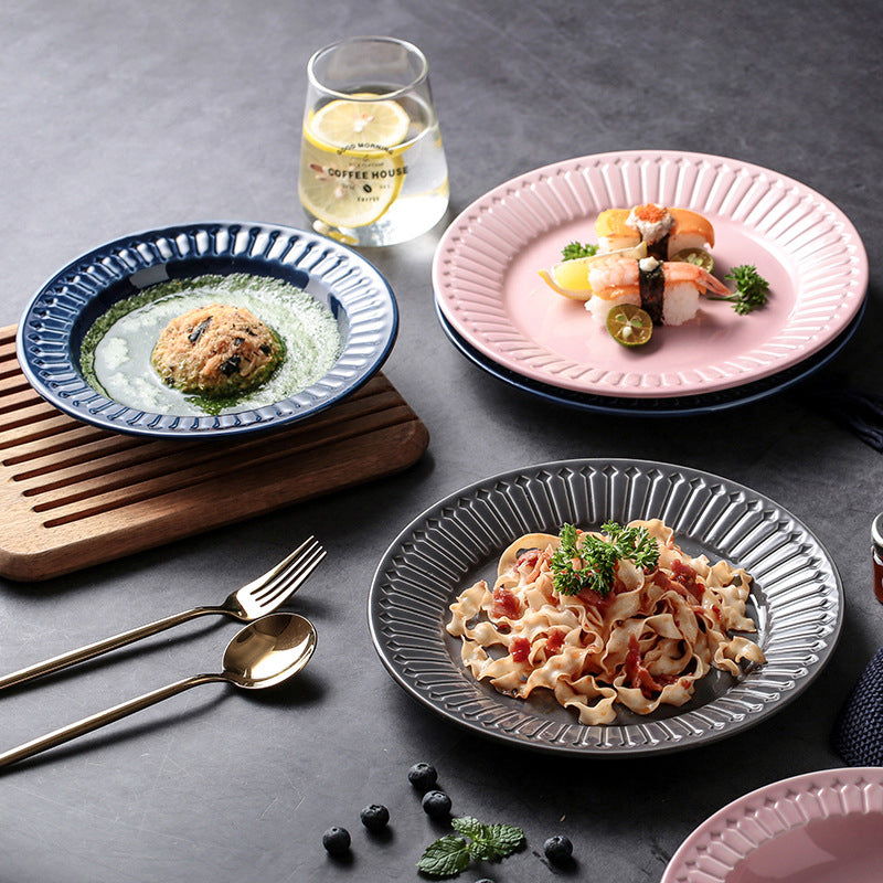 Royal Pasta Plate Grey 9 Inch - Serving plate, pasta plate, lunch plate, deep plate | Plates for dining table & home decor