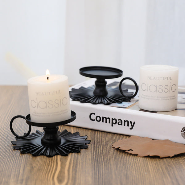 Black Round Candle Stands Set Of 2 - Candle stand | Room decor