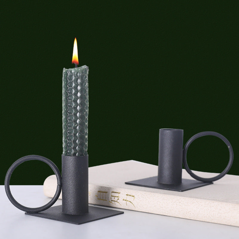 Black Ring Candle Holders Set Of 2 - Candle holder | Home decor