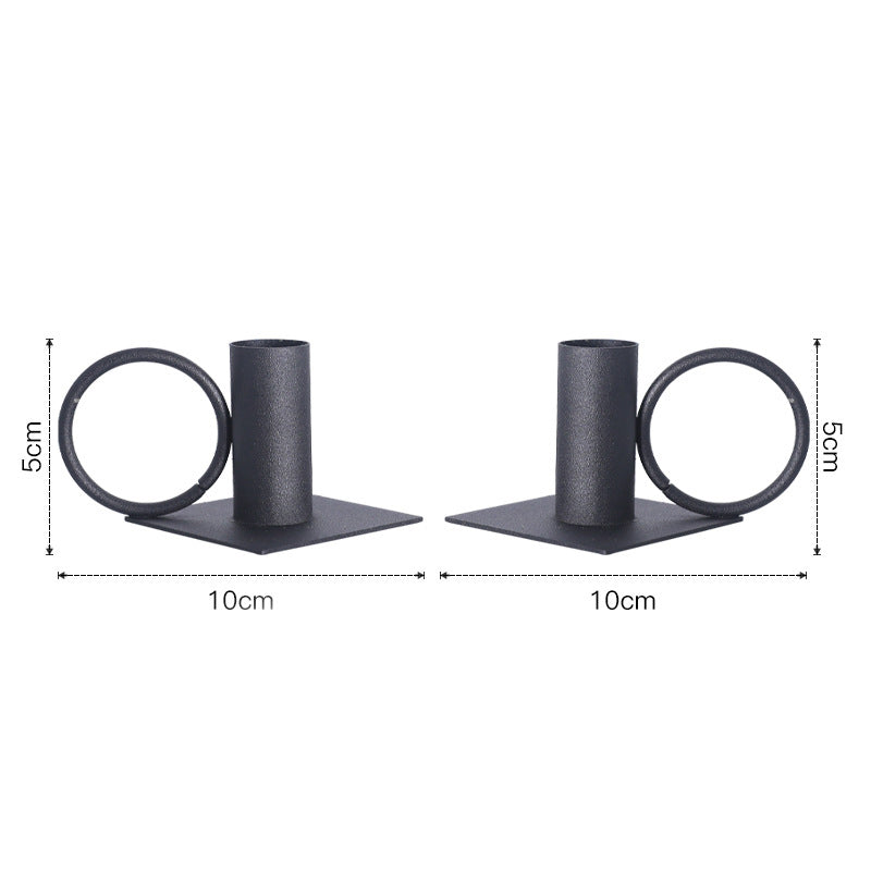 Black Ring Candle Holders Set Of 2 - Candle holder | Home decor