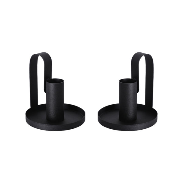 Short Black Candle Holders Set Of 2