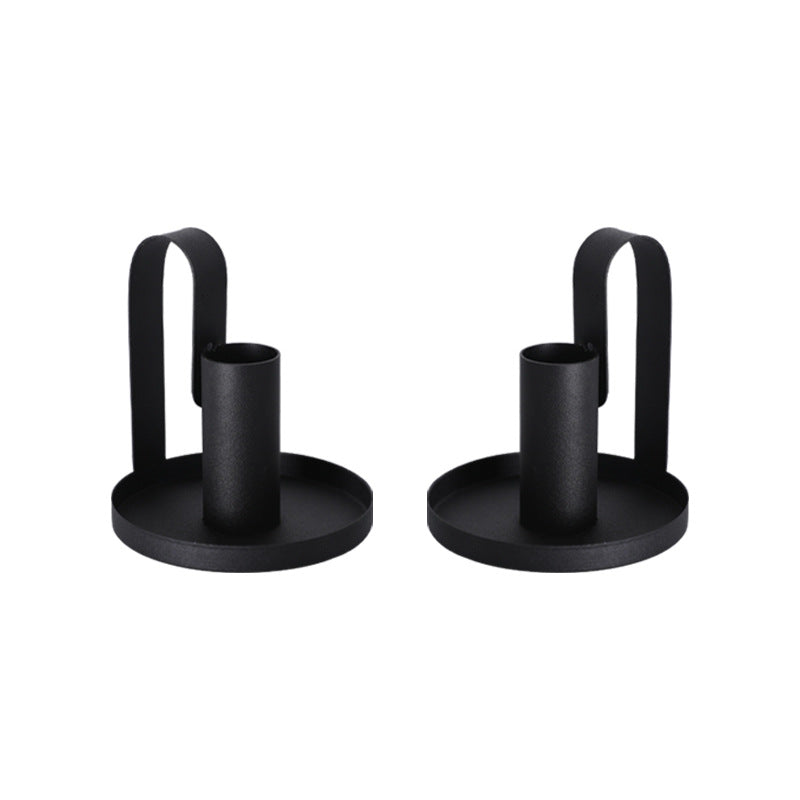 Short Black Candle Holders Set Of 2 - Candle holder set | Home decor items