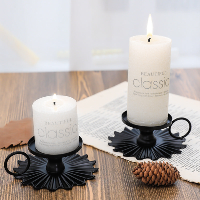 Black Round Candle Stands Set Of 2 - Candle stand | Room decor