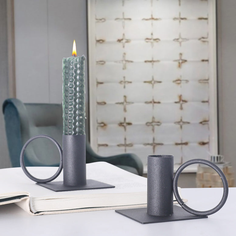 Black Ring Candle Holders Set Of 2 - Candle holder | Home decor