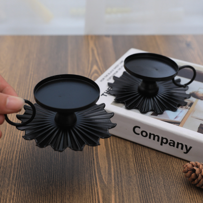 Black Round Candle Stands Set Of 2 - Candle stand | Room decor