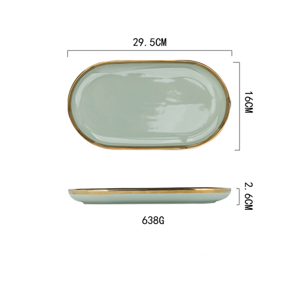VERA Green Serving Plate - Ceramic platter, serving platter, fruit platter | Plates for dining table & home decor