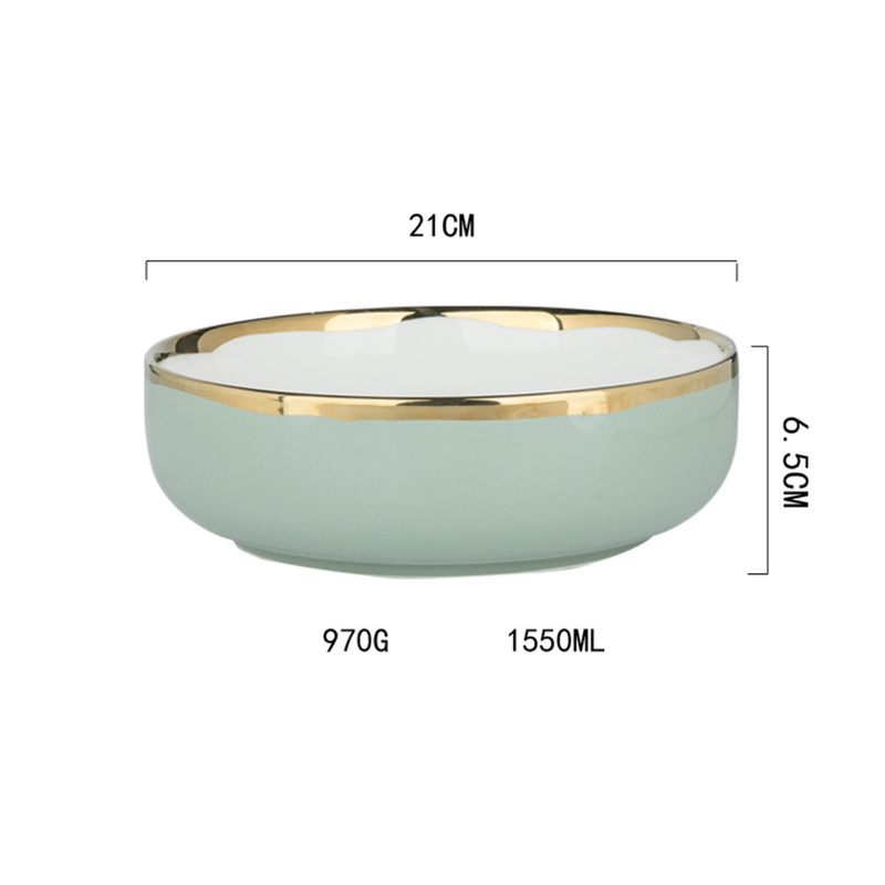 VERA Green Serving Bowl - Bowl, ceramic bowl, serving bowls, noodle bowl, salad bowls, bowl for snacks, large serving bowl | Bowls for dining table & home decor