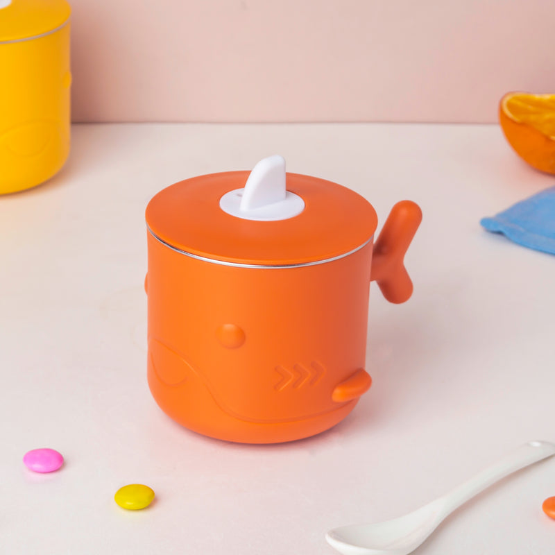 Keep Warm Stainless Steel Feeding Cup Orange 200 ml - Kids Lunch Box