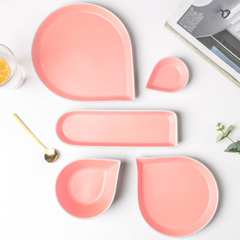 Dew Pink And Blue 19 Piece Pasta Snack Set For 6