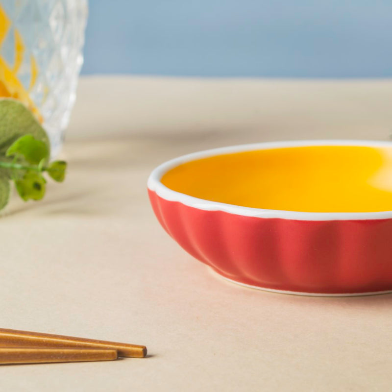 Chrome Ceramic Dessert Plate Red 4 Inch Set Of 2 - Serving plate, small plate, snacks plates | Plates for dining table & home decor