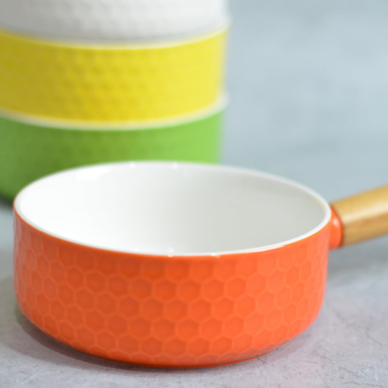Orange Bowl with Handle - Soup bowl, serving bowls, noodle bowl, snack bowl, popcorn bowls | Bowls for dining & home decor