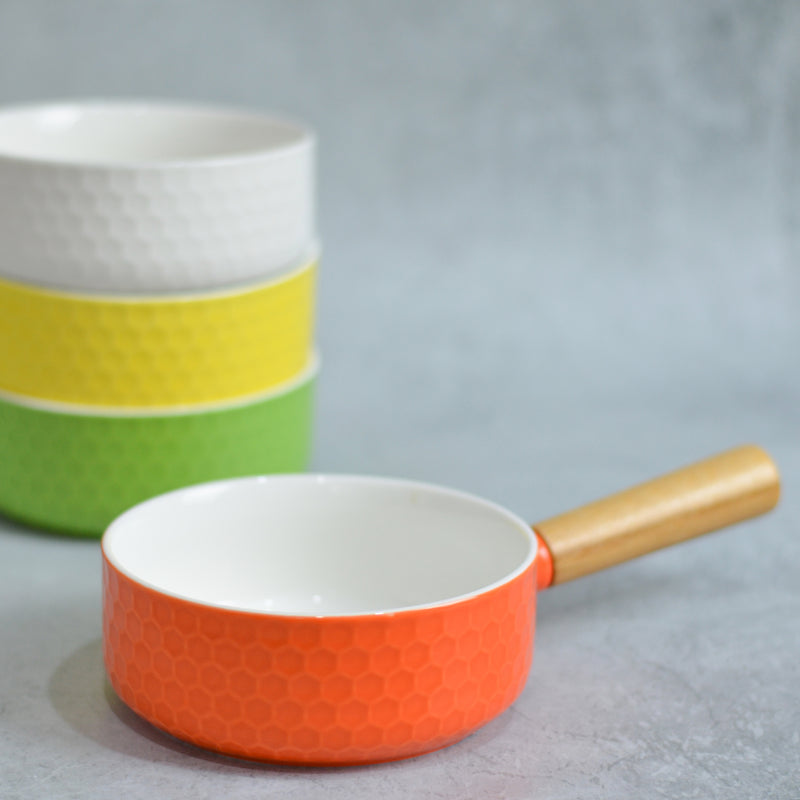 Orange Bowl with Handle - Soup bowl, serving bowls, noodle bowl, snack bowl, popcorn bowls | Bowls for dining & home decor