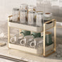 Double Decker Organiser Rack White Gold - Kitchen Organiser