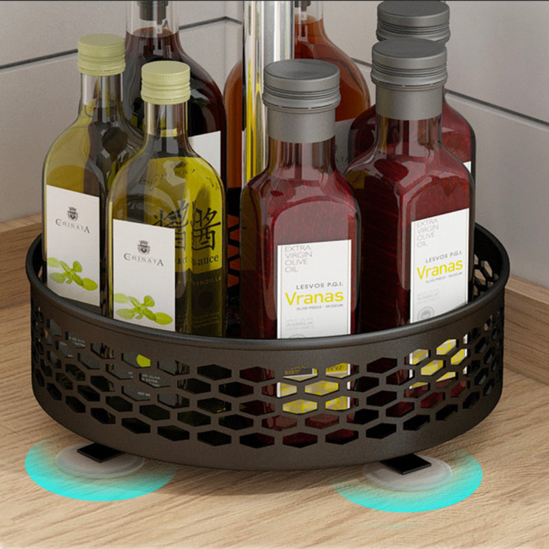 Rotating Metal Storage Rack Black - Kitchen Organiser