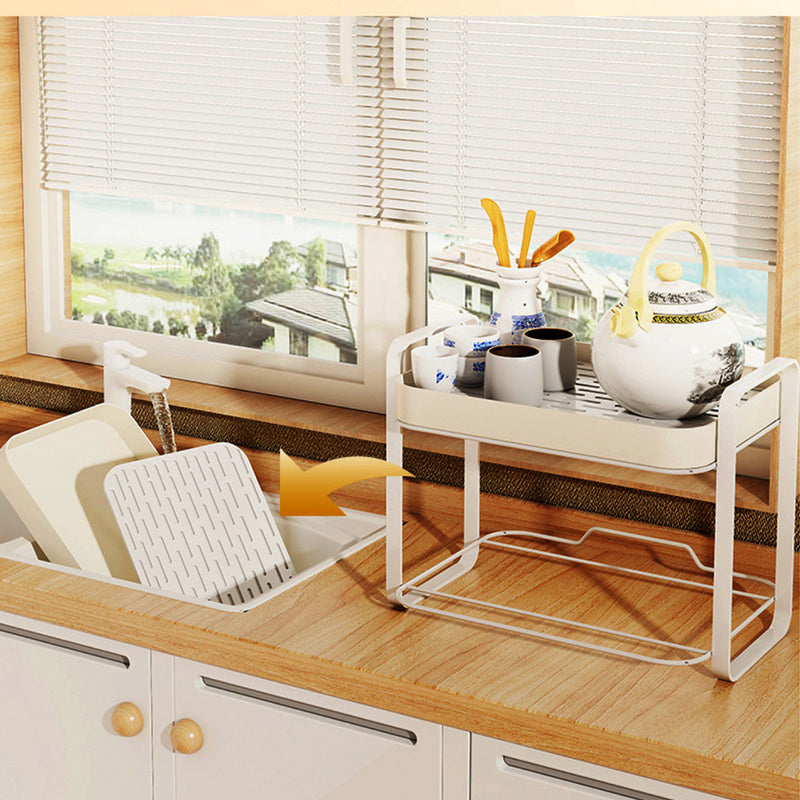 Double Decker Metal Organiser Rack White - Kitchen Organiser