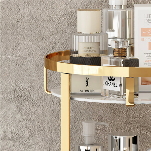 Two Tier Rotating Marble Storage Rack Gold