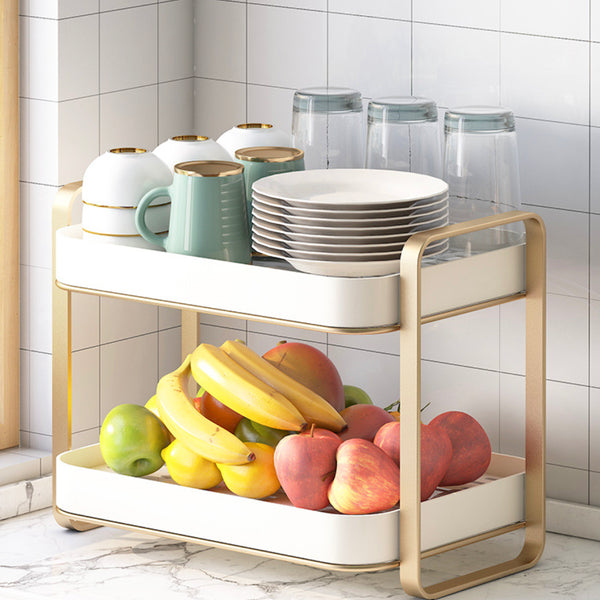 Double Decker Organiser Rack White Gold Online - Premium Kitchen ...