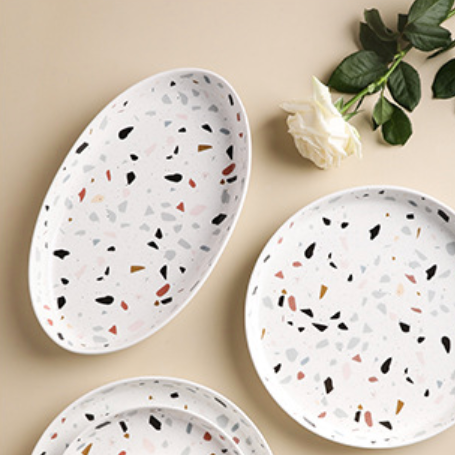 Terrazzo Oval Plate - Serving plate, snack plate, ceramic dinner plates| Plates for dining table & home decor