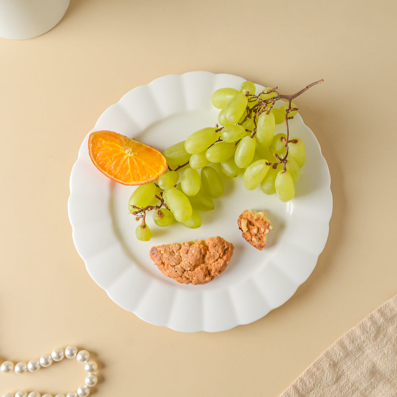 Riona Flower Ceramic Snack Plate 7 Inch White - Serving plate, snack plate, dessert plate | Plates for dining & home decor