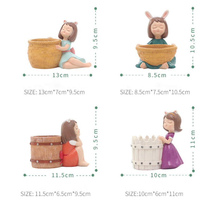 Girl With Basket Planter - Indoor planters and flower pots | Home decor items