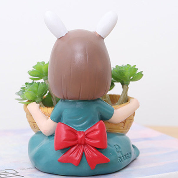 Girl With Basket Planter - Indoor planters and flower pots | Home decor items