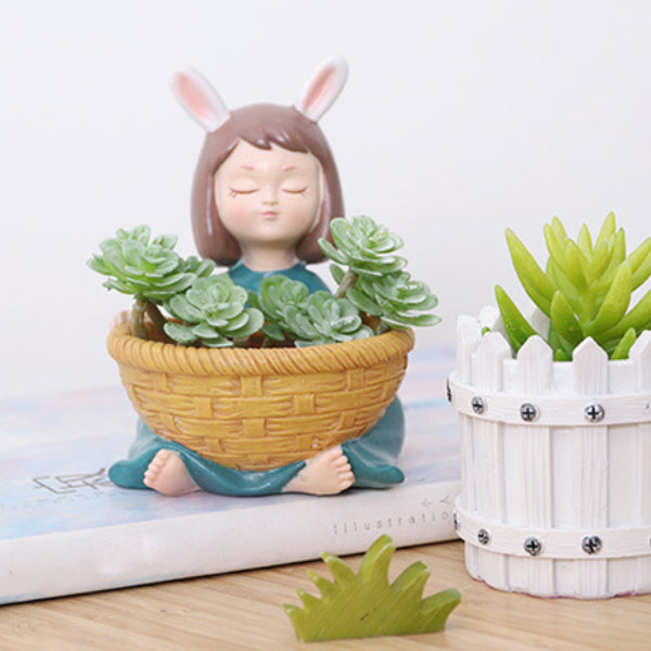 Girl With Basket Planter - Indoor planters and flower pots | Home decor items