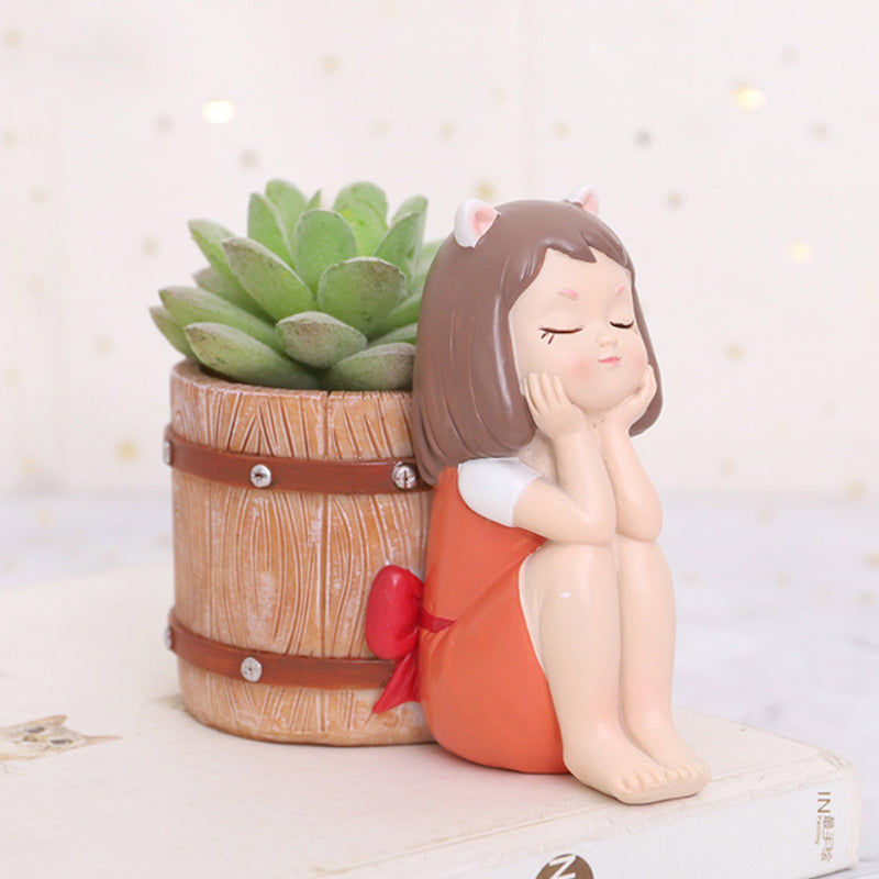 Girl With Basket Planter - Indoor planters and flower pots | Home decor items